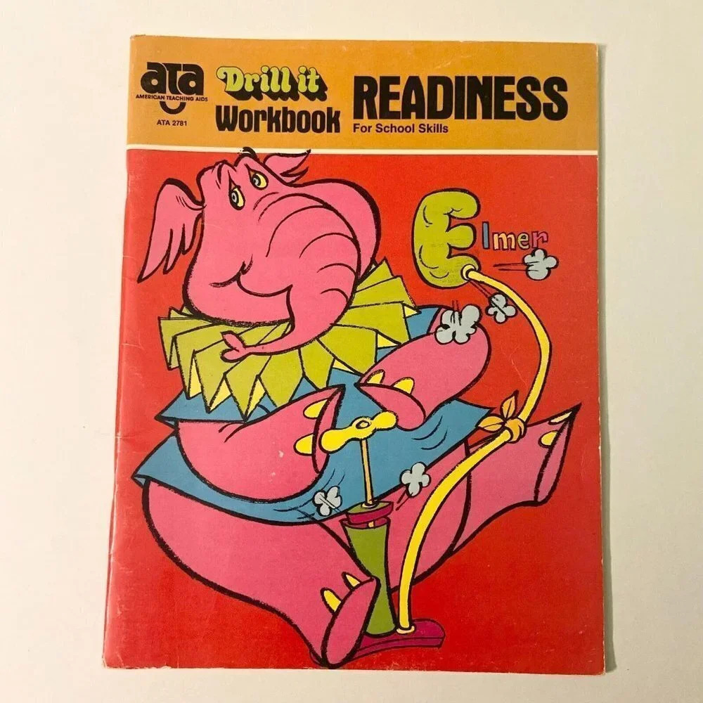 Vintage 1982 American Teaching Aids Drill It Work Book School Skills Elmer